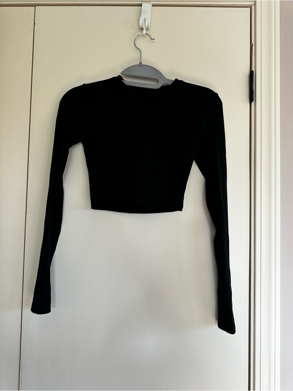Zara Black Long-Sleeve Cropped Top